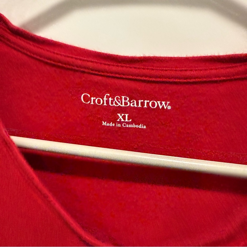 croft & barrow Women's Long Sleeve Red Tee - Picture 3 of 7